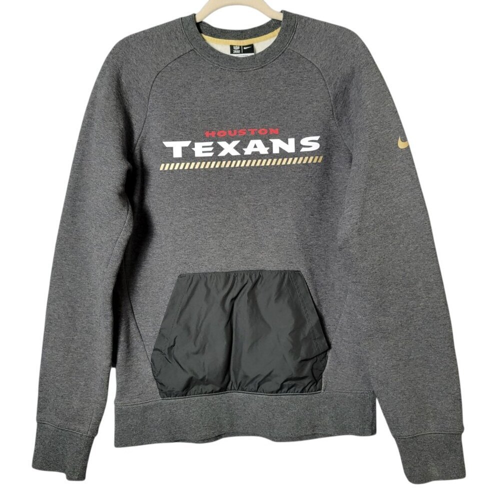 Nike x NFL Team Apparel Mens Gray Houston Texans Crewneck Kangaroo Sweatshirt S